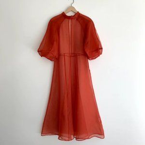 Organza Meiere Gown and Slip in Rust from Luxury Designer Kamperett